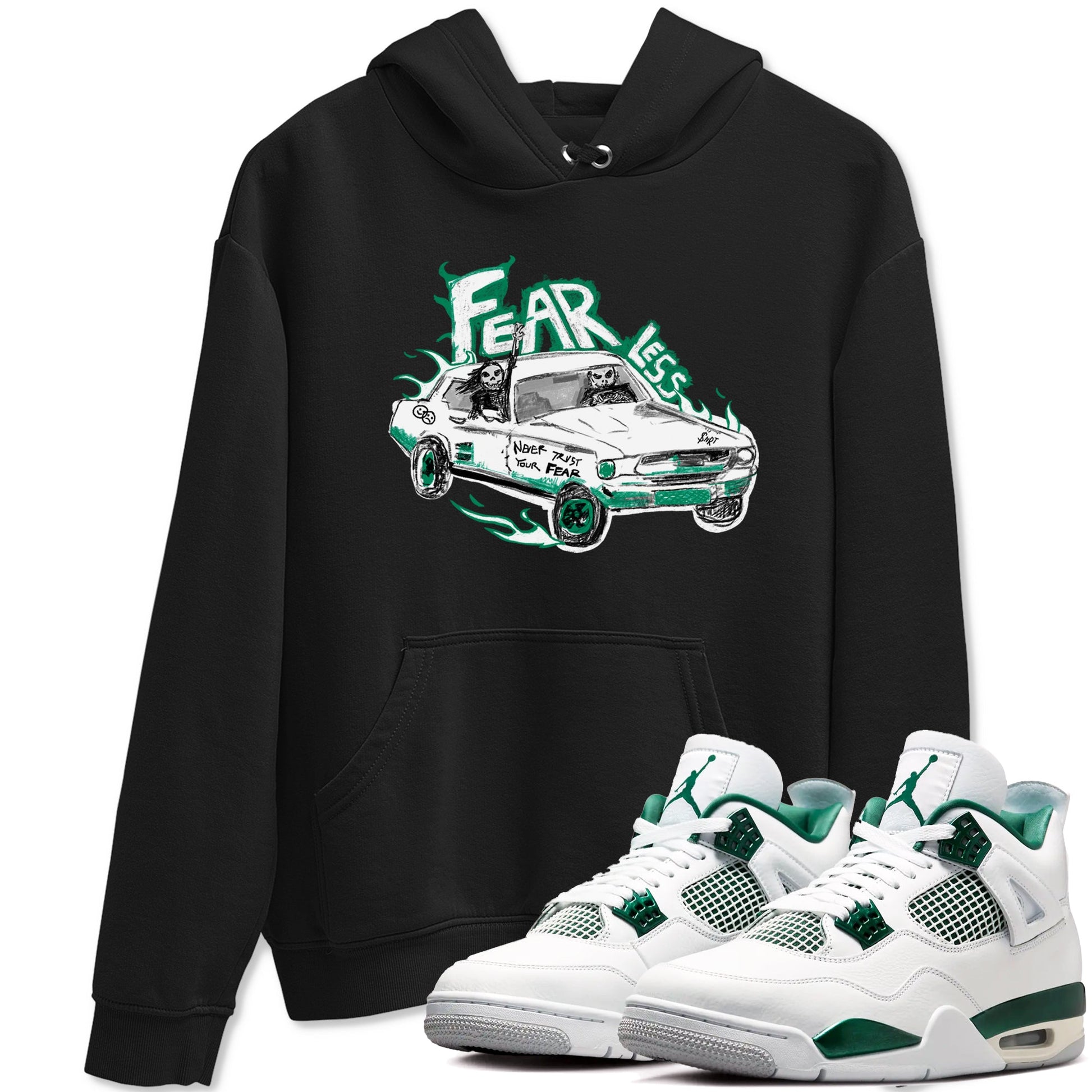 4s Oxidized Green shirts to match jordans Fearless Car sneaker match tees Air Jordan 4 Oxidized Green SNRT Sneaker Tees streetwear brand Black 1 unisex cotton tee