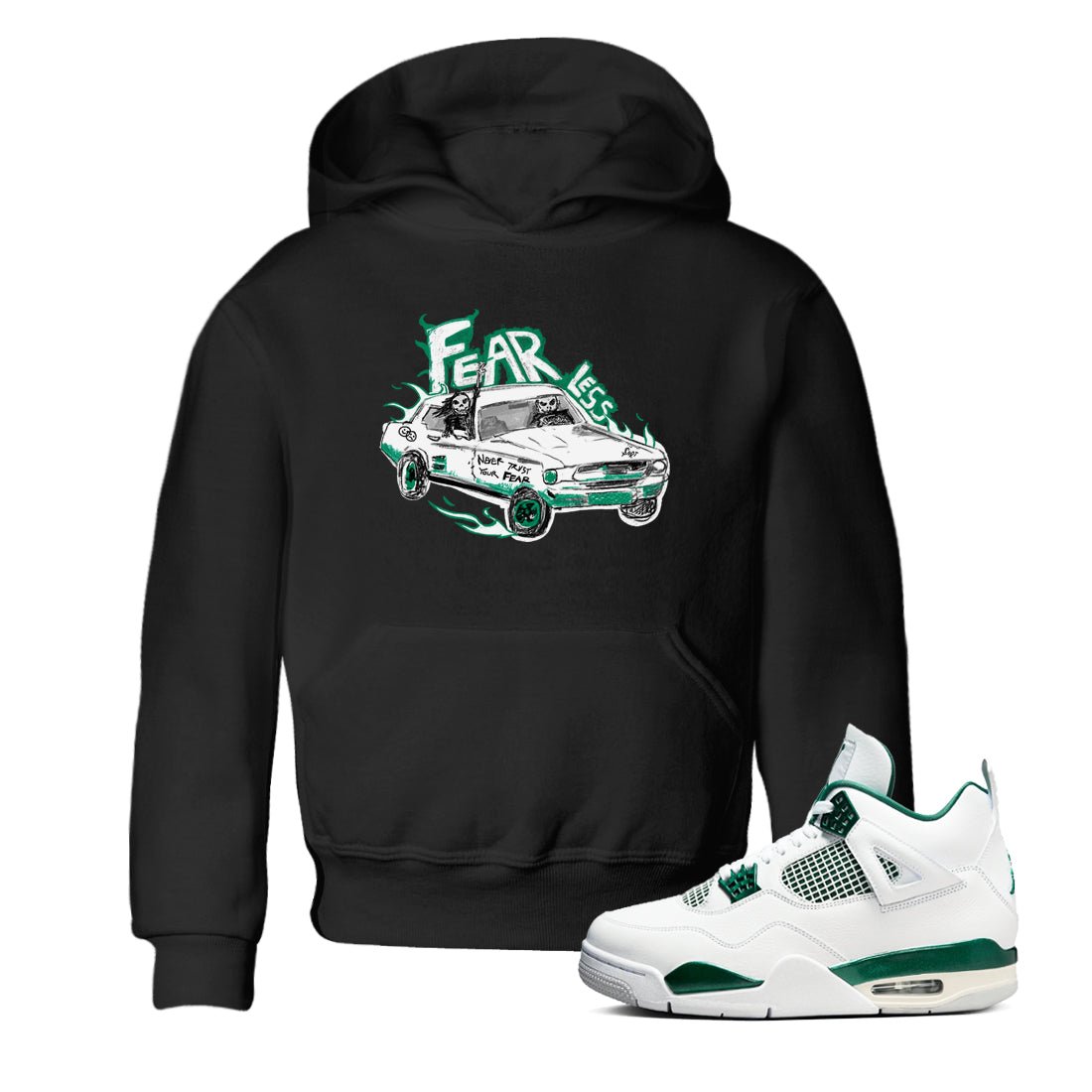 4s Oxidized Green shirts to match jordans Fearless Car sneaker match tees Air Jordan 4 Oxidized Green SNRT Sneaker Tees streetwear brand Baby and Youth Black 1 cotton tee