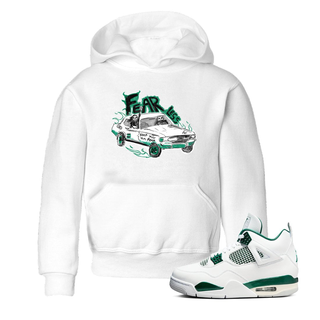 4s Oxidized Green shirts to match jordans Fearless Car sneaker match tees Air Jordan 4 Oxidized Green SNRT Sneaker Tees streetwear brand Baby and Youth White 1 cotton tee