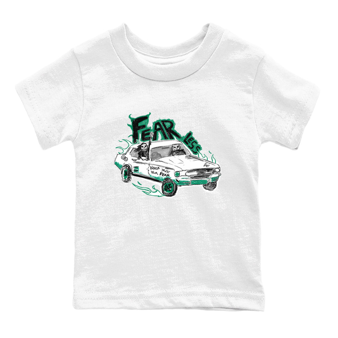 4s Oxidized Green shirts to match jordans Fearless Car sneaker match tees Air Jordan 4 Oxidized Green SNRT Sneaker Tees streetwear brand Baby and Youth White 2 cotton tee