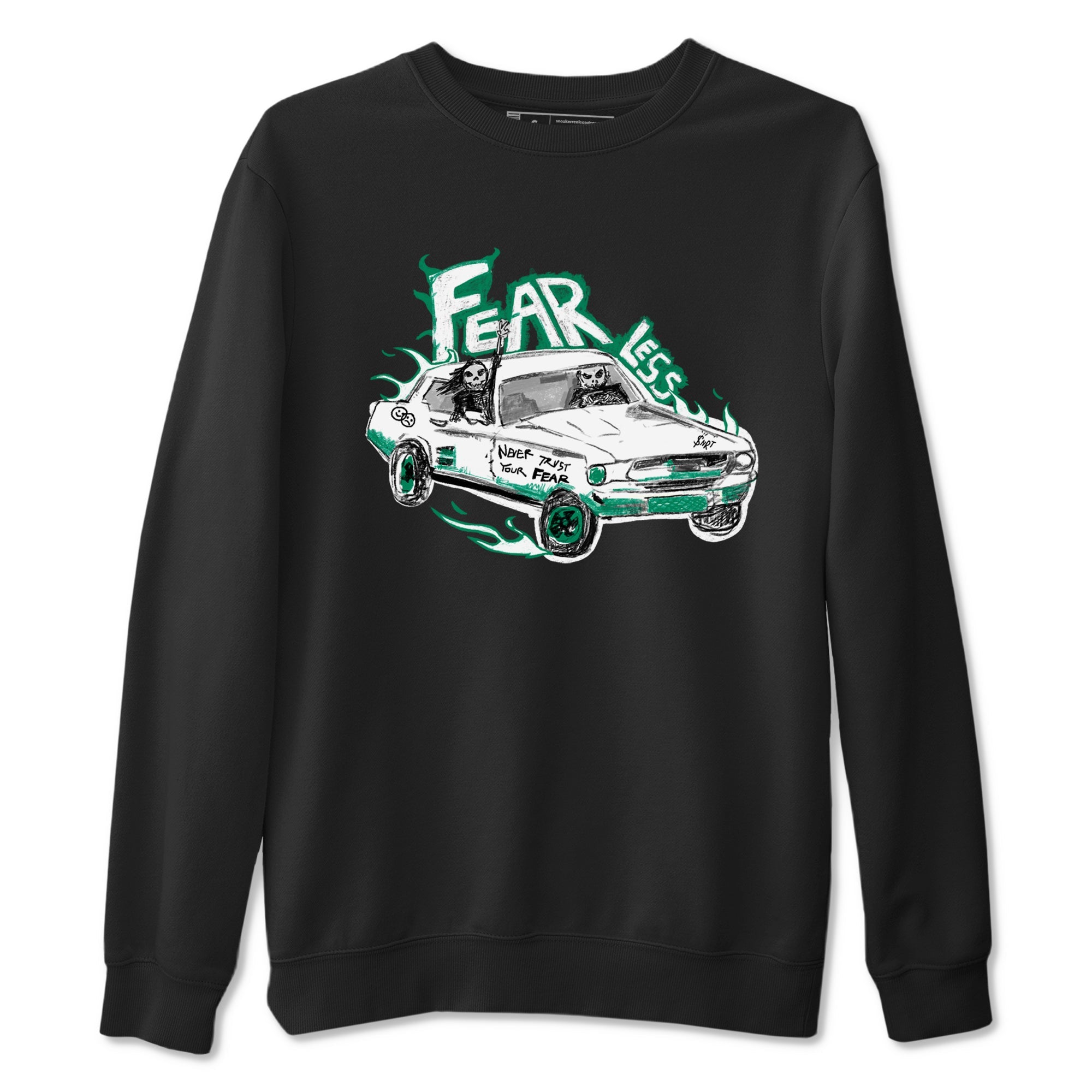 4s Oxidized Green shirts to match jordans Fearless Car sneaker match tees Air Jordan 4 Oxidized Green SNRT Sneaker Tees streetwear brand Black 2 unisex cotton tee