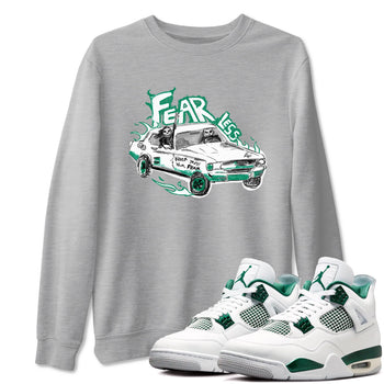 4s Oxidized Green shirts to match jordans Fearless Car sneaker match tees Air Jordan 4 Oxidized Green SNRT Sneaker Tees streetwear brand Heather Grey 1 unisex cotton tee