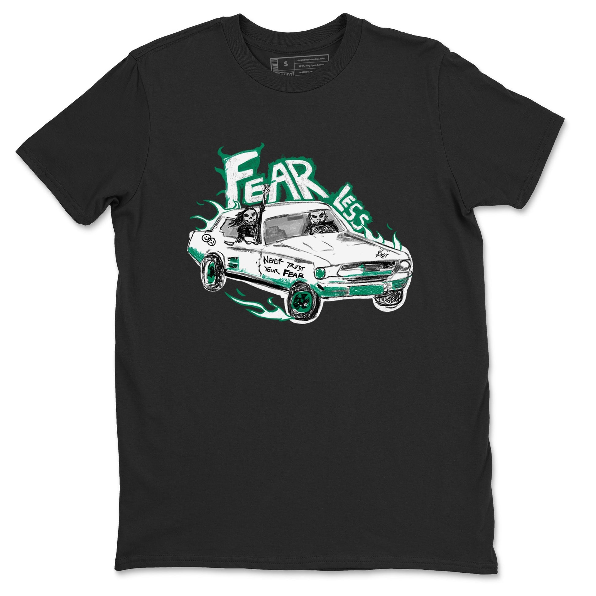4s Oxidized Green shirts to match jordans Fearless Car sneaker match tees Air Jordan 4 Oxidized Green SNRT Sneaker Tees streetwear brand Black 2 unisex cotton tee