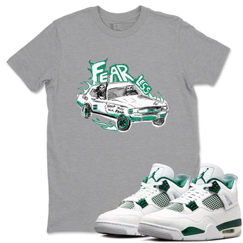 4s Oxidized Green shirts to match jordans Fearless Car sneaker match tees Air Jordan 4 Oxidized Green SNRT Sneaker Tees streetwear brand Heather Grey 1 unisex cotton tee