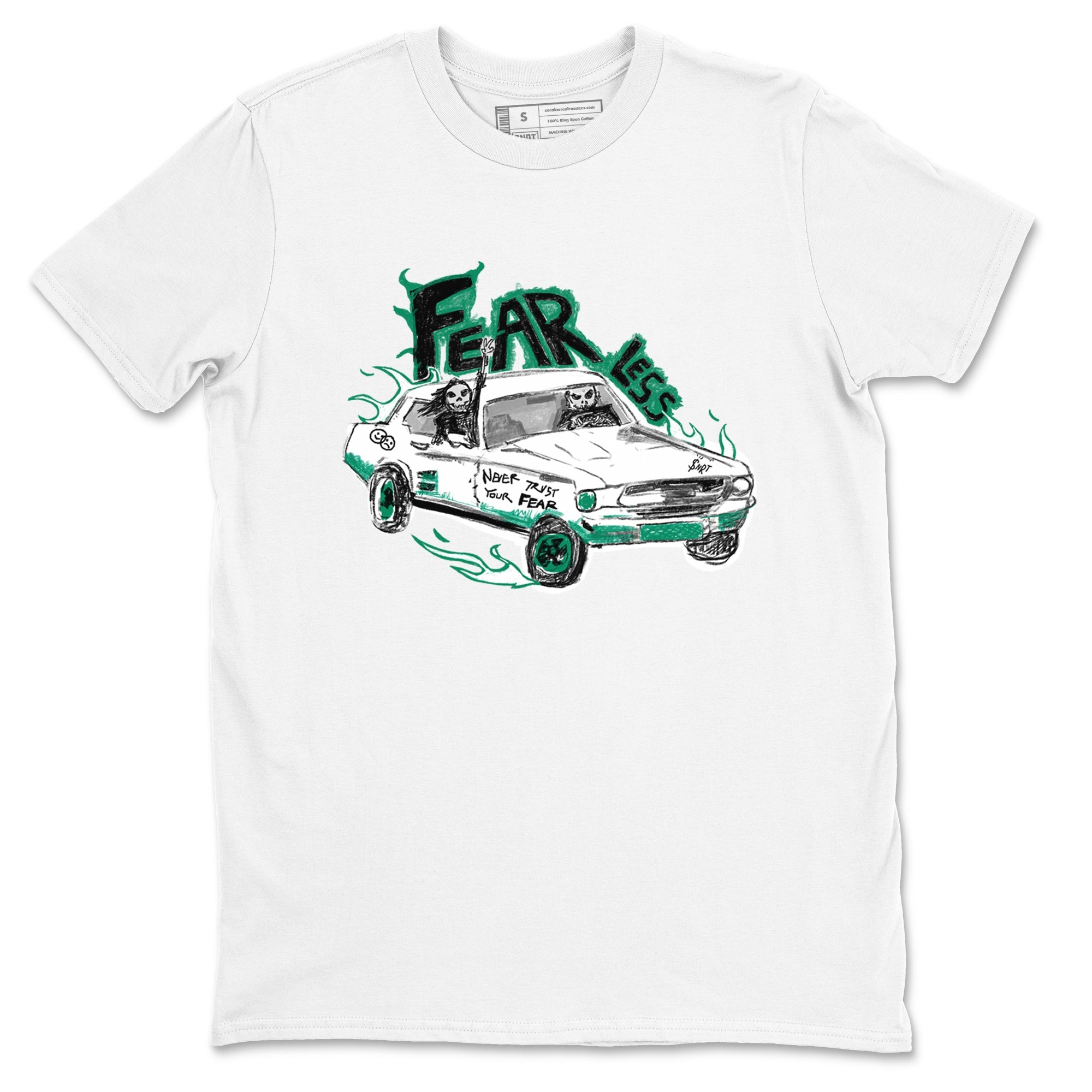 4s Oxidized Green shirts to match jordans Fearless Car sneaker match tees Air Jordan 4 Oxidized Green SNRT Sneaker Tees streetwear brand White 2 unisex cotton tee