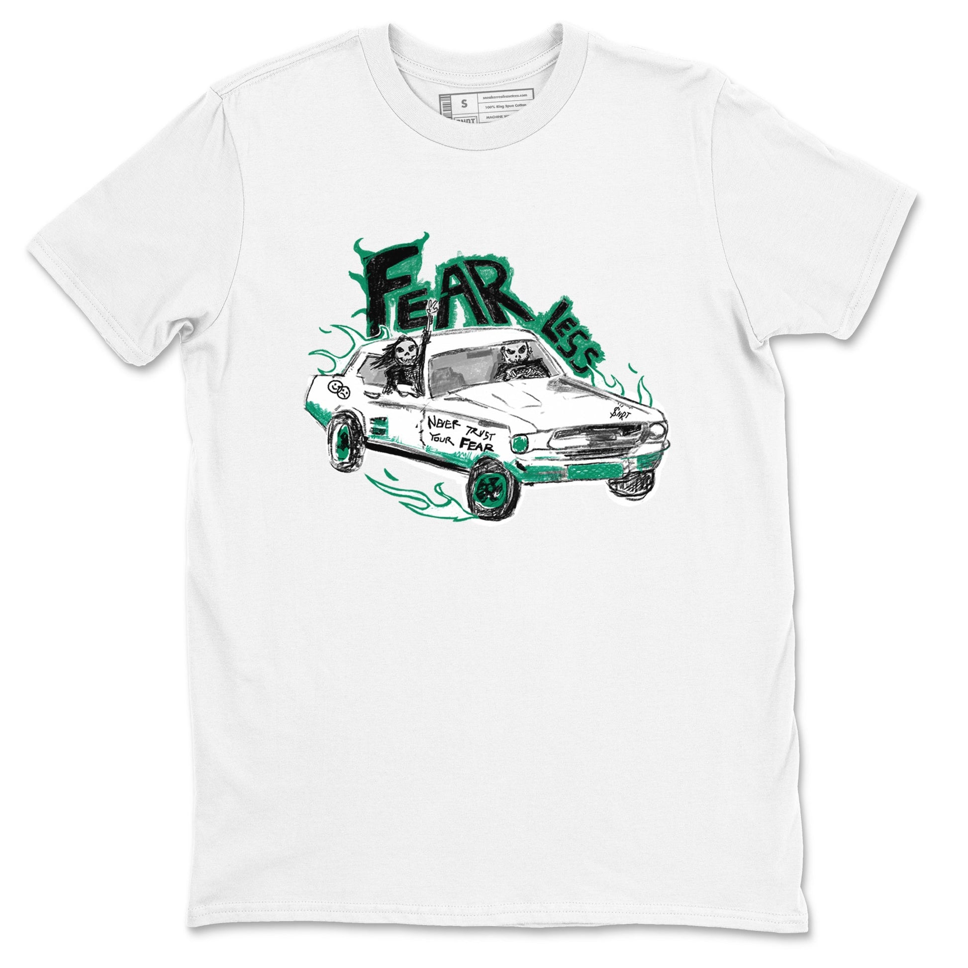 4s Oxidized Green shirts to match jordans Fearless Car sneaker match tees Air Jordan 4 Oxidized Green SNRT Sneaker Tees streetwear brand White 2 unisex cotton tee