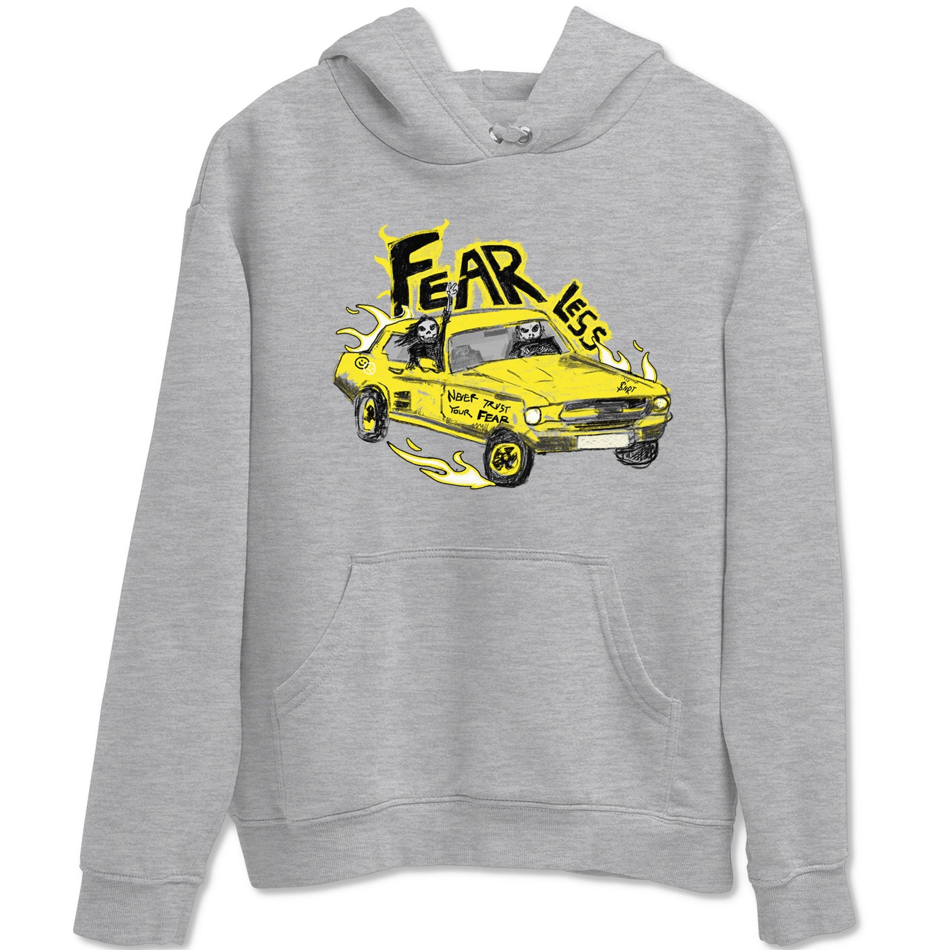AJ4 Vivid Sulfur shirt to match jordans Fearless Car sneaker tees Air Jordan 4 Vivid Sulfur SNRT Sneaker Release Tees unisex cotton Heather Grey 2 crew neck shirt