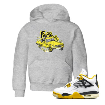 AJ4 Vivid Sulfur shirt to match jordans Fearless Car sneaker tees Air Jordan 4 Vivid Sulfur SNRT sneaker release tees baby toddler Heather Grey 1 cotton Shirt