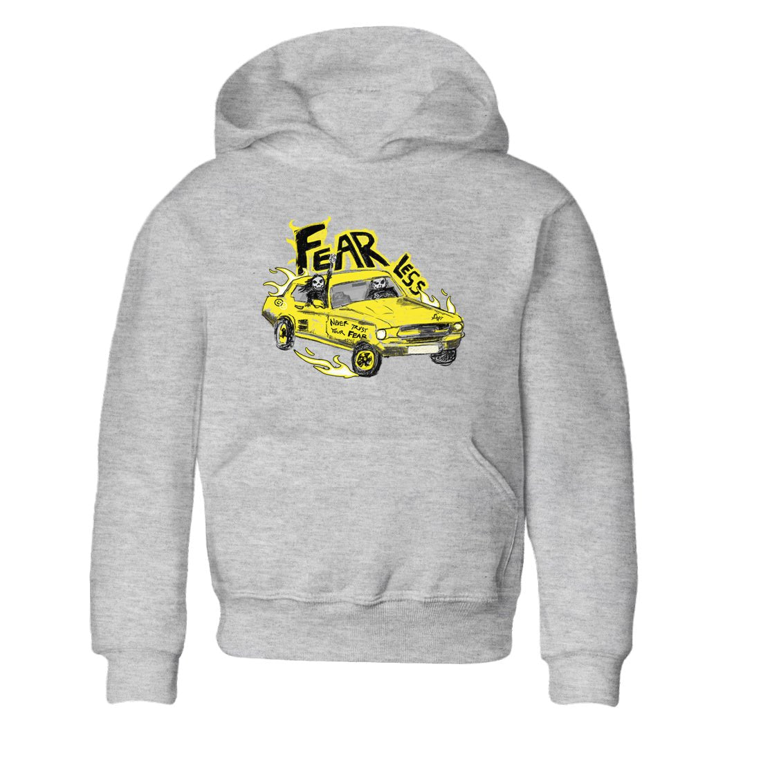 AJ4 Vivid Sulfur shirt to match jordans Fearless Car sneaker tees Air Jordan 4 Vivid Sulfur SNRT sneaker release tees baby toddler Heather Grey 2 cotton Shirt
