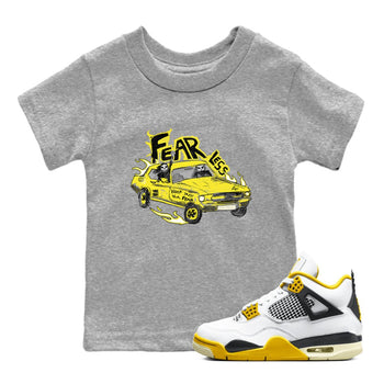 AJ4 Vivid Sulfur shirt to match jordans Fearless Car sneaker tees Air Jordan 4 Vivid Sulfur SNRT sneaker release tees baby toddler Heather Grey 1 cotton Shirt