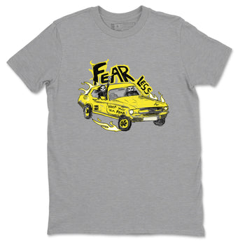 AJ4 Vivid Sulfur shirt to match jordans Fearless Car sneaker tees Air Jordan 4 Vivid Sulfur SNRT Sneaker Release Tees unisex cotton Heather Grey 2 crew neck shirt