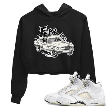 5s Sail shirt to match jordans Fearless Car sneaker tees Air Jordan 5 Sail SNRT Sneaker Release Tees Black 1 crop length shirt