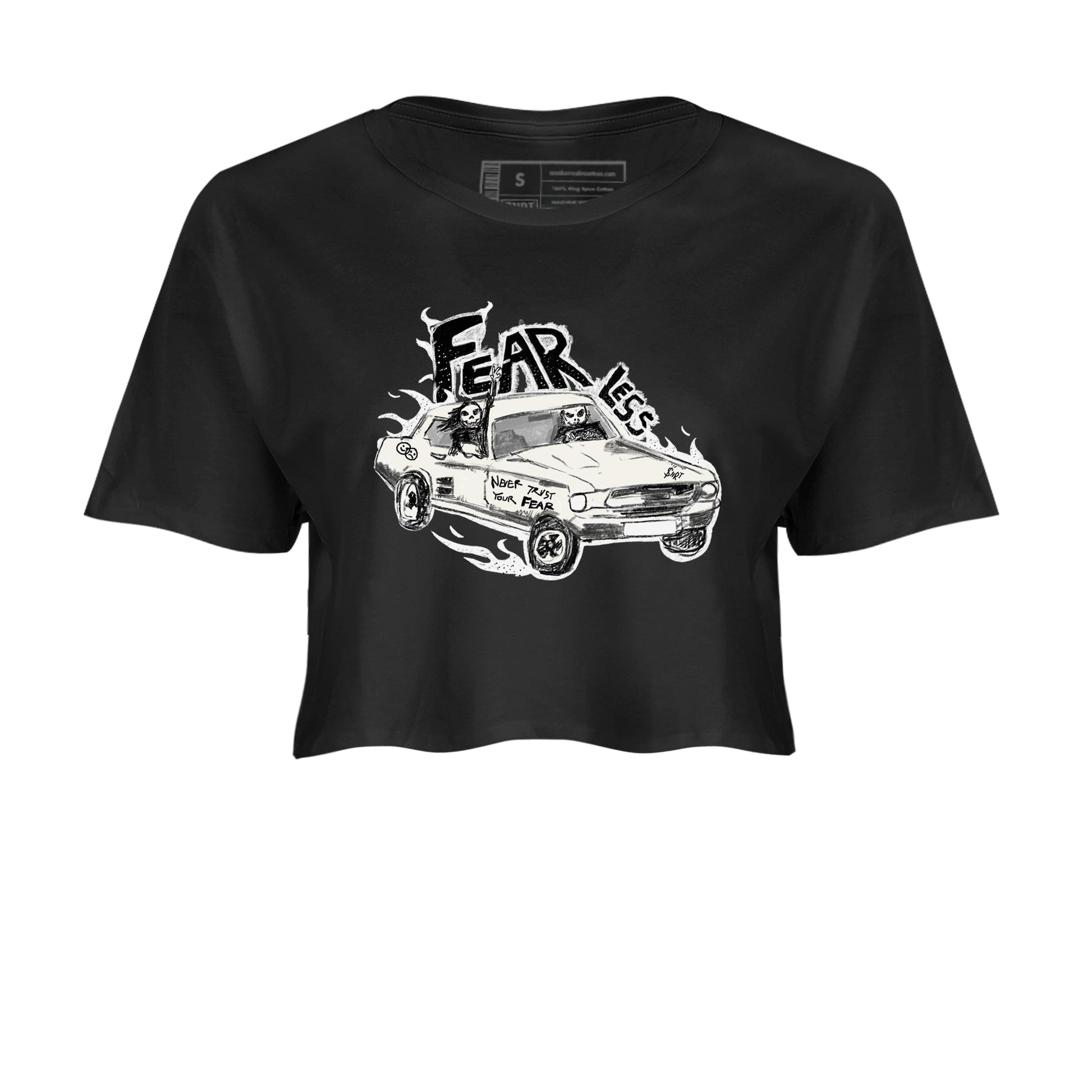 5s Sail shirt to match jordans Fearless Car sneaker tees Air Jordan 5 Sail SNRT Sneaker Release Tees Black 2 crop length shirt