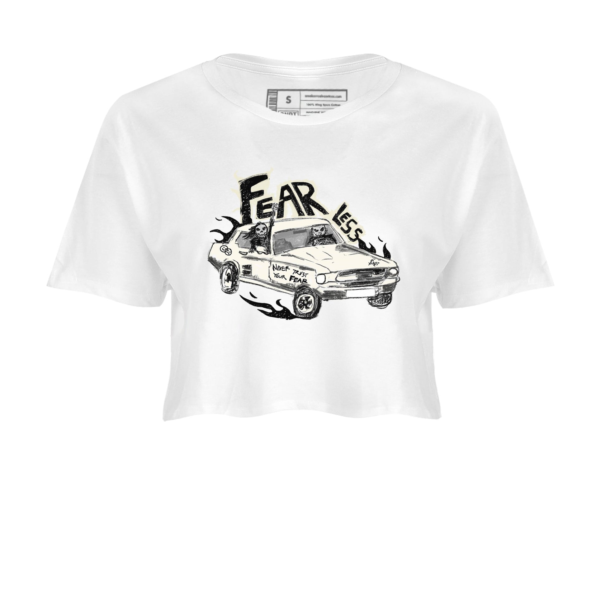 5s Sail shirt to match jordans Fearless Car sneaker tees Air Jordan 5 Sail SNRT Sneaker Release Tees White 2 crop length shirt