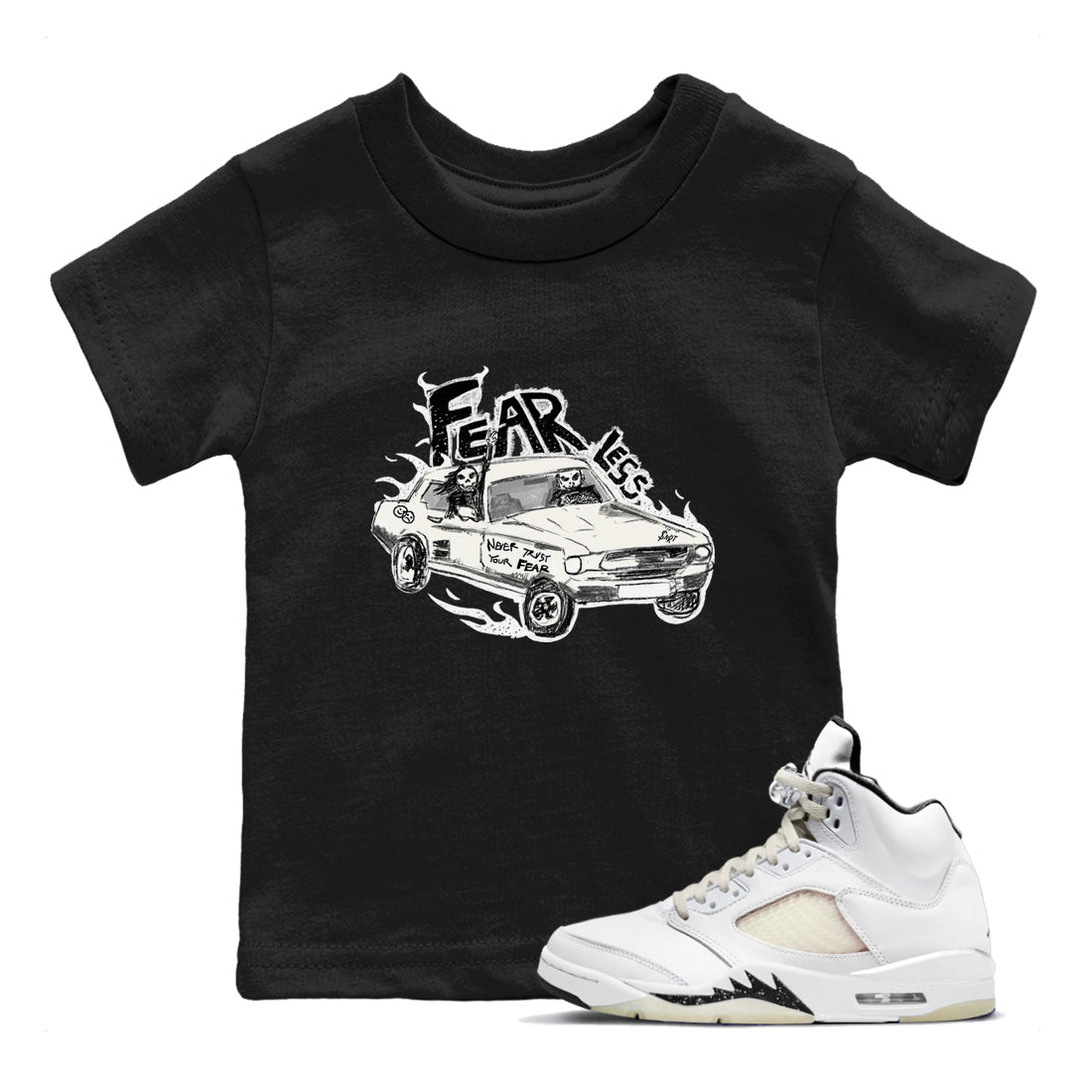 5s Sail shirt to match jordans Fearless Car sneaker tees Air Jordan 5 Sail SNRT sneaker release tees baby toddler Black 1 cotton Shirt