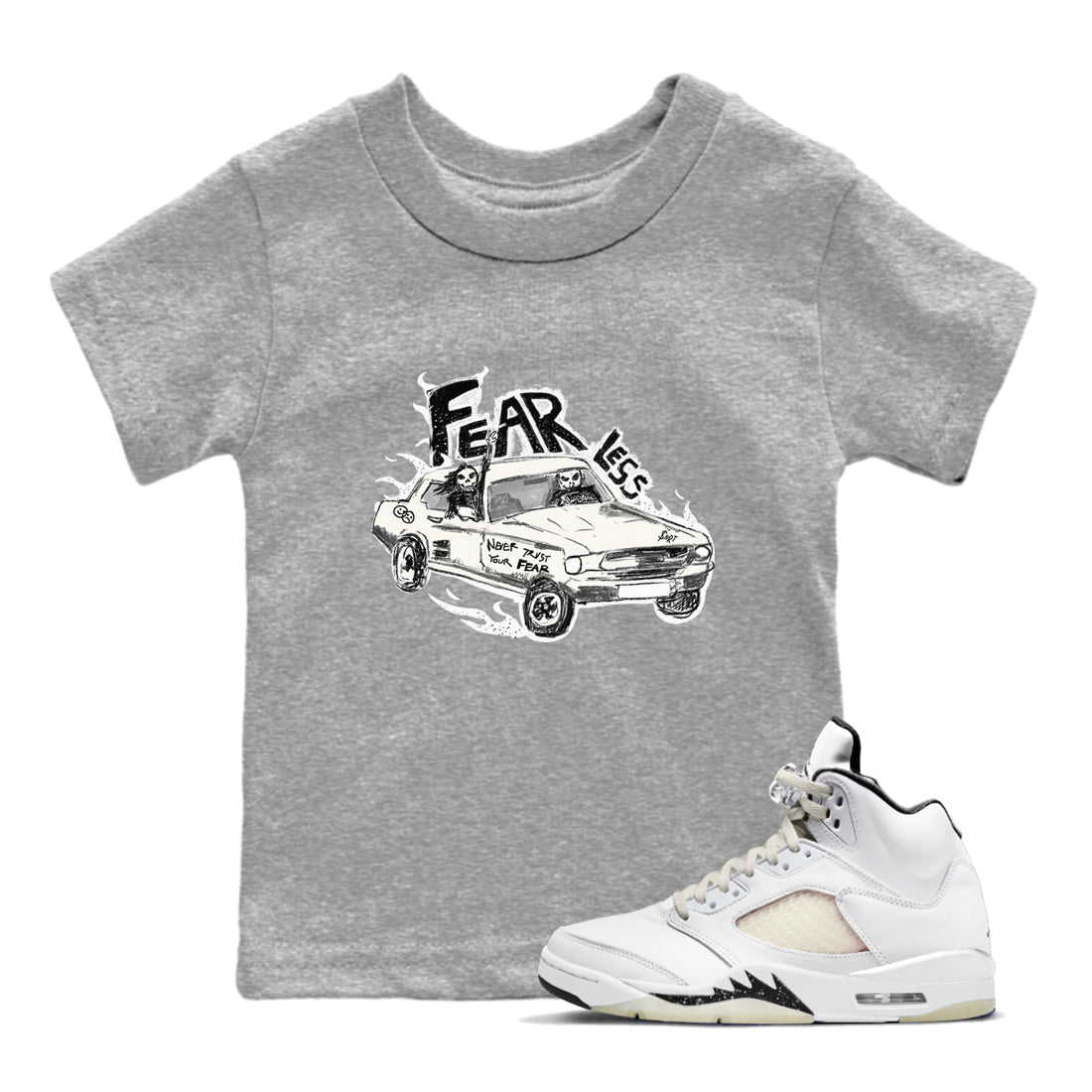 5s Sail shirt to match jordans Fearless Car sneaker tees Air Jordan 5 Sail SNRT sneaker release tees baby toddler Heather Grey 1 cotton Shirt