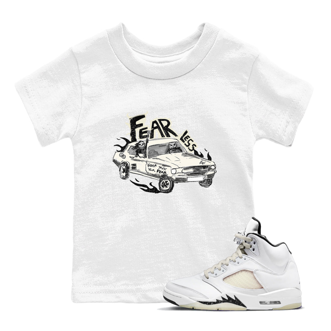 5s Sail shirt to match jordans Fearless Car sneaker tees Air Jordan 5 Sail SNRT sneaker release tees baby toddler White 1 cotton Shirt