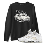 5s Sail shirt to match jordans Fearless Car sneaker tees Air Jordan 5 Sail SNRT Sneaker Release Tees unisex cotton Black 1 crew neck shirt