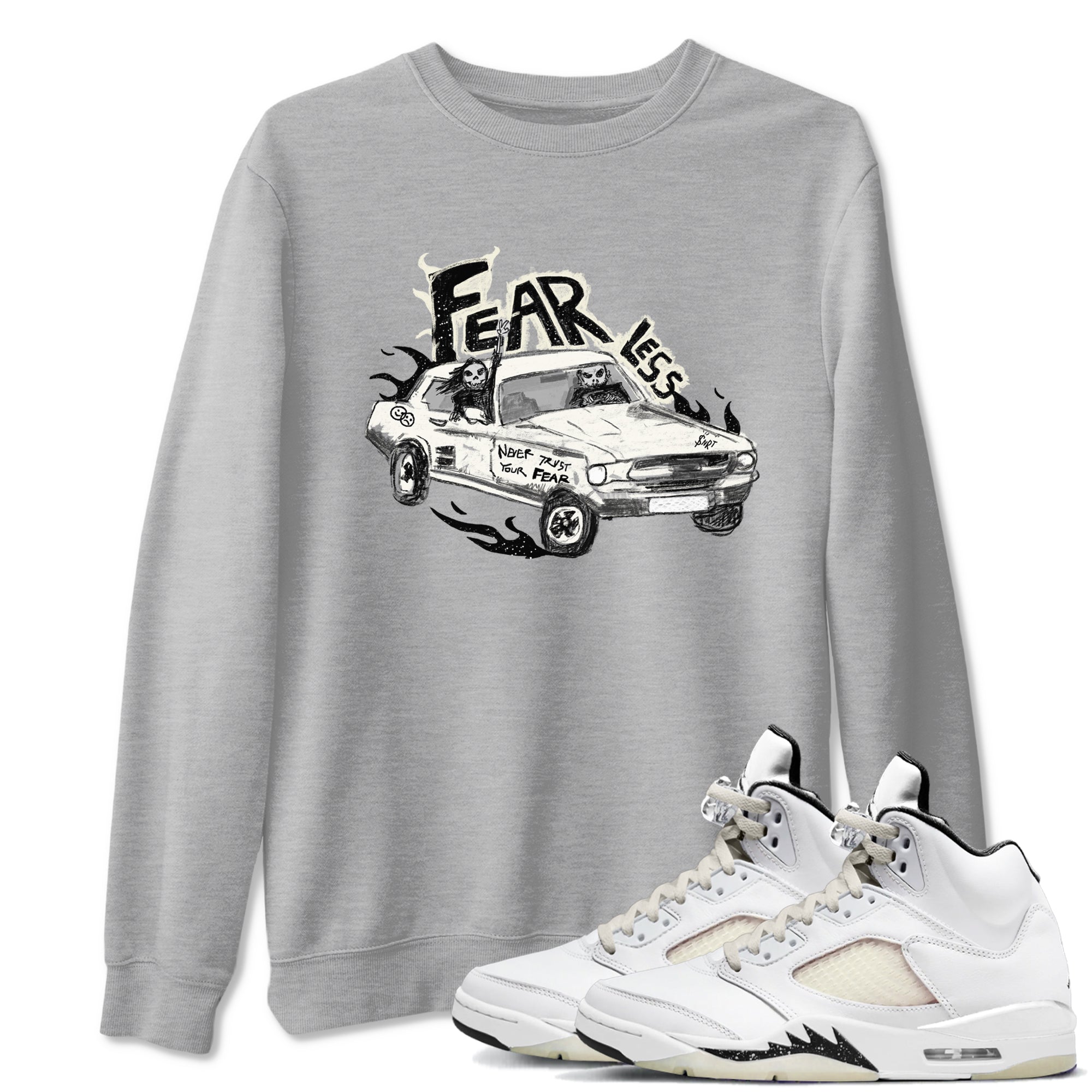 5s Sail shirt to match jordans Fearless Car sneaker tees Air Jordan 5 Sail SNRT Sneaker Release Tees unisex cotton Heather Grey 1 crew neck shirt