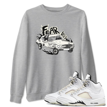 5s Sail shirt to match jordans Fearless Car sneaker tees Air Jordan 5 Sail SNRT Sneaker Release Tees unisex cotton Heather Grey 1 crew neck shirt