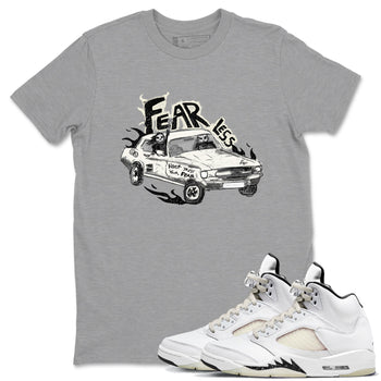 5s Sail shirt to match jordans Fearless Car sneaker tees Air Jordan 5 Sail SNRT Sneaker Release Tees unisex cotton Heather Grey 1 crew neck shirt