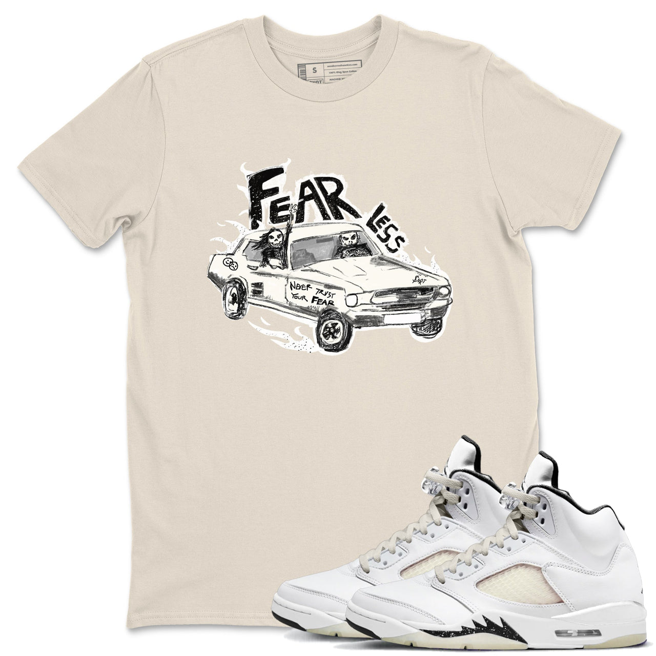 5s Sail shirt to match jordans Fearless Car sneaker tees Air Jordan 5 Sail SNRT Sneaker Release Tees unisex cotton Natural 1 crew neck shirt