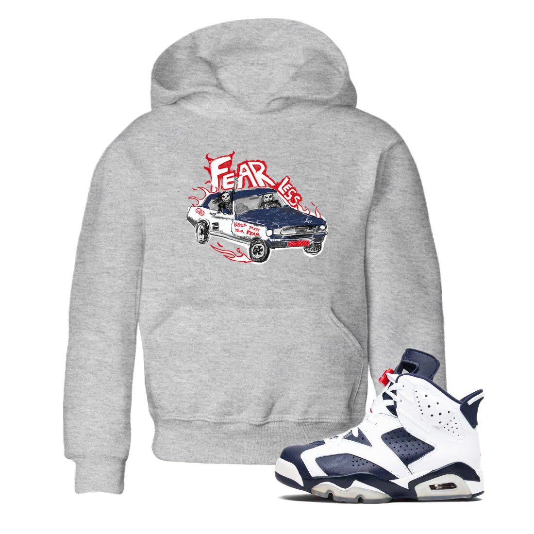 6s White And Midnight Navy shirts to match jordans Fearless Car sneaker match tees Air Jordan 6 White And Midnight Navy SNRT Sneaker Release Tees Youth Baby Heather Grey 1 crew neck shirts