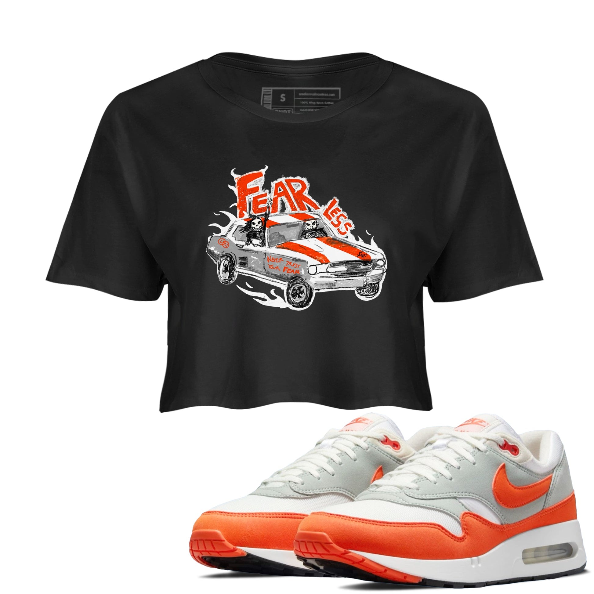 Air Max 1 OG '86 'Summit White and Cosmic Clay shirts to match jordans Fearless Car sneaker match tees Air Max 1 Cosmic Clay match shoes to clothes SNRT Sneaker Tees unisex cotton Black 1 crop tee