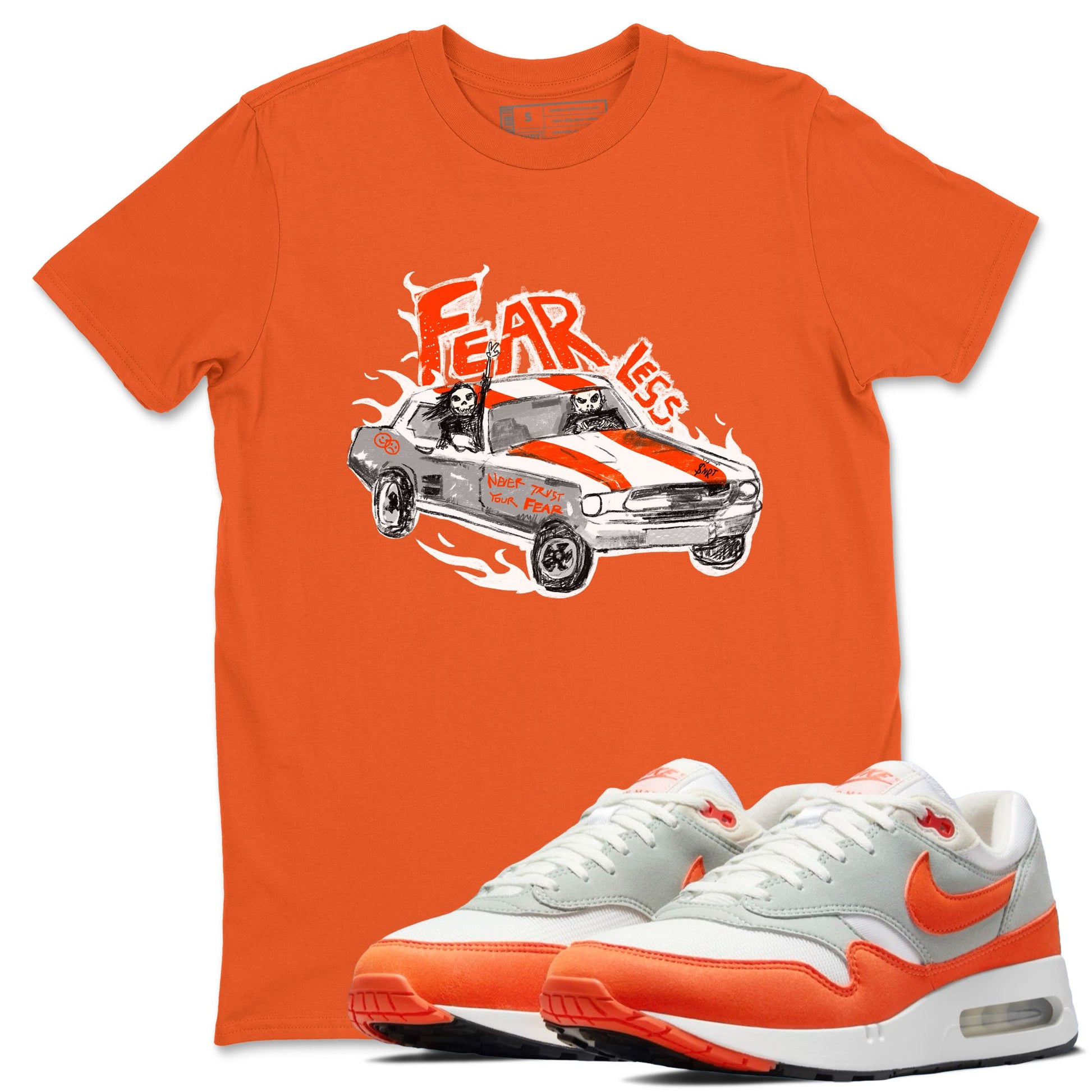Air Max 1 OG '86 'Summit White and Cosmic Clay shirts to match jordans Fearless Car sneaker match tees Air Max 1 Cosmic Clay match shoes to clothes SNRT Sneaker Tees unisex cotton Orange 1 shirts