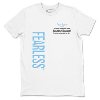 Fearless Definition sneaker match t-shirt styled to complete your fit with the Air Foamposite One Psychic Blue sneakers, shown in White 2.