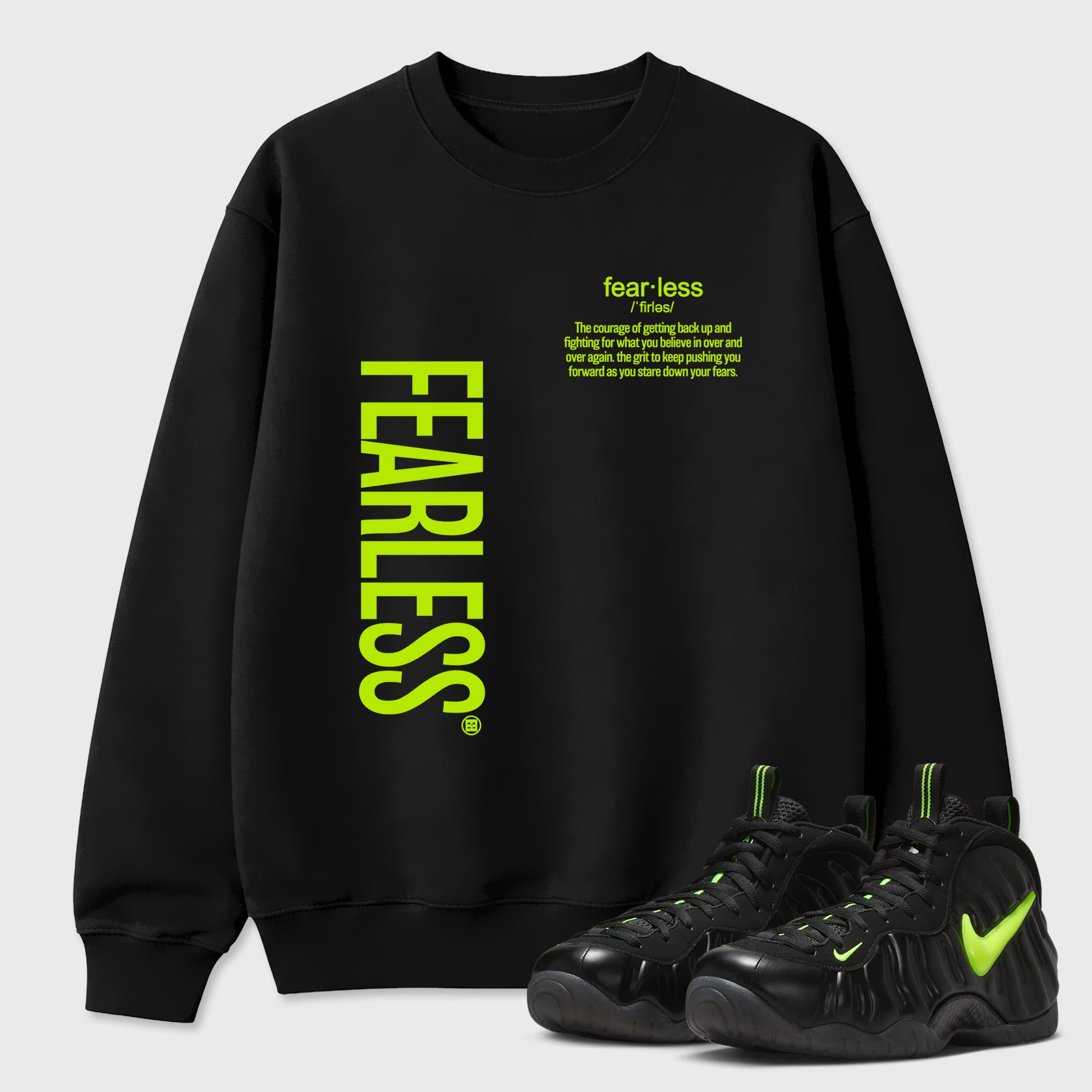 Sneaker match tees – Sneaker Tees To Match Air Foamposite Pro Black Shoes – Fearless Definition Tee Black 1