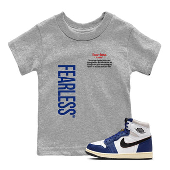 1s Rare Air shirts to match jordans Fearless Definition sneaker match tees Air Jordan 1 High OG Rare Air Deep Royal Blue match shoes to clothes SNRT Sneaker Tees Youth Baby Heather Grey 1 tee