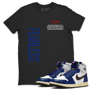 1s Rare Air shirts to match jordans Fearless Definition sneaker match tees Air Jordan 1 High OG Rare Air Deep Royal Blue match shoes to clothes SNRT Sneaker Tees unisex cotton Black 1 shirts