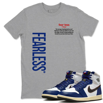 1s Rare Air shirts to match jordans Fearless Definition sneaker match tees Air Jordan 1 High OG Rare Air Deep Royal Blue match shoes to clothes SNRT Sneaker Tees unisex cotton Heather Grey 1 shirts