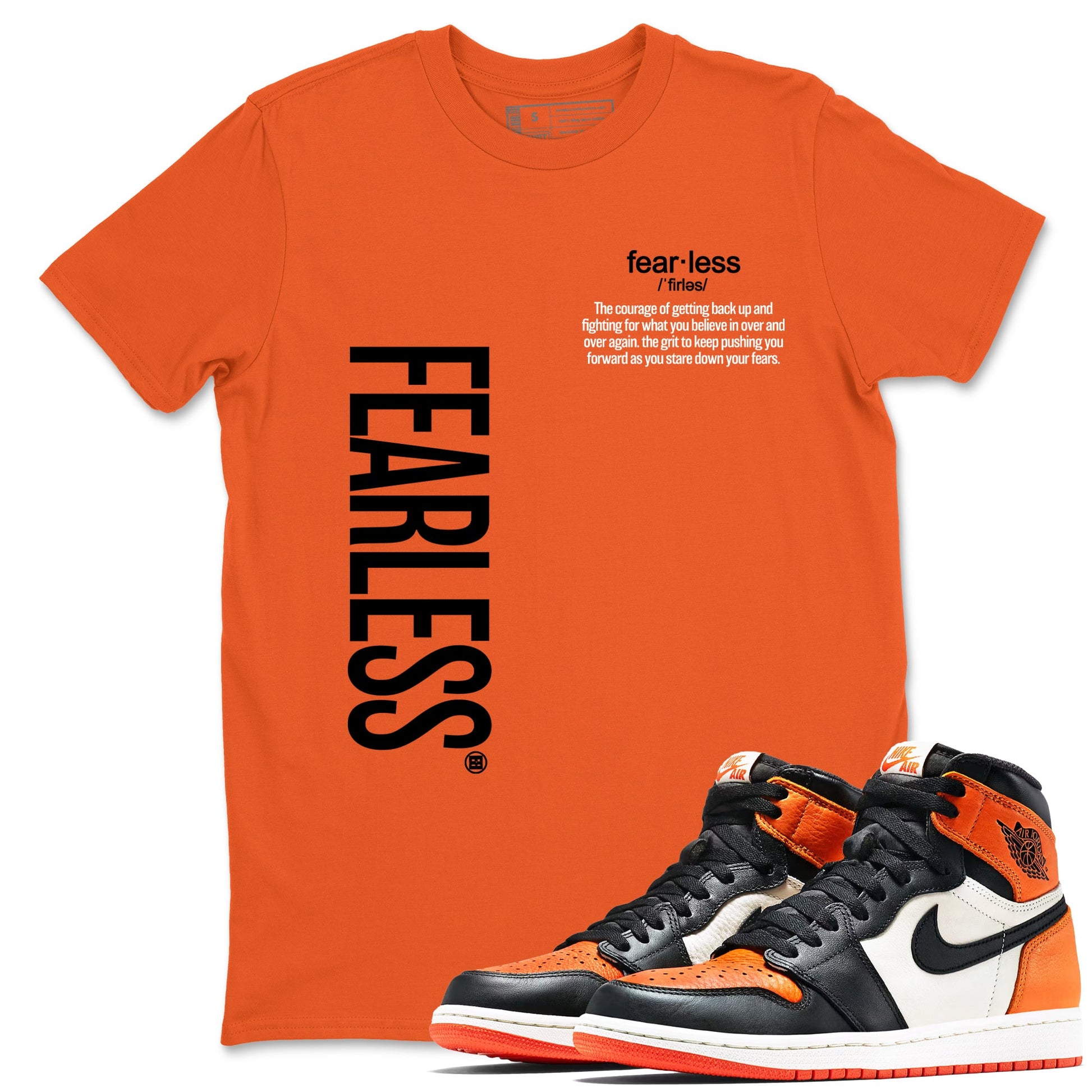 1s High OG Shattered Backboard shirts to match jordans Fearless Definition graphic tees Air Jordan 1 Shattered Backboard match shoes to clothes SNRT Sneaker Tees unisex cotton Orange 1 shirts