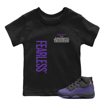 Sneaker match tees – Sneaker Tees To Match Air Jordan 11 Canyon Purple Shoes – Fearless Definition Kids T-Shirt Black 1
