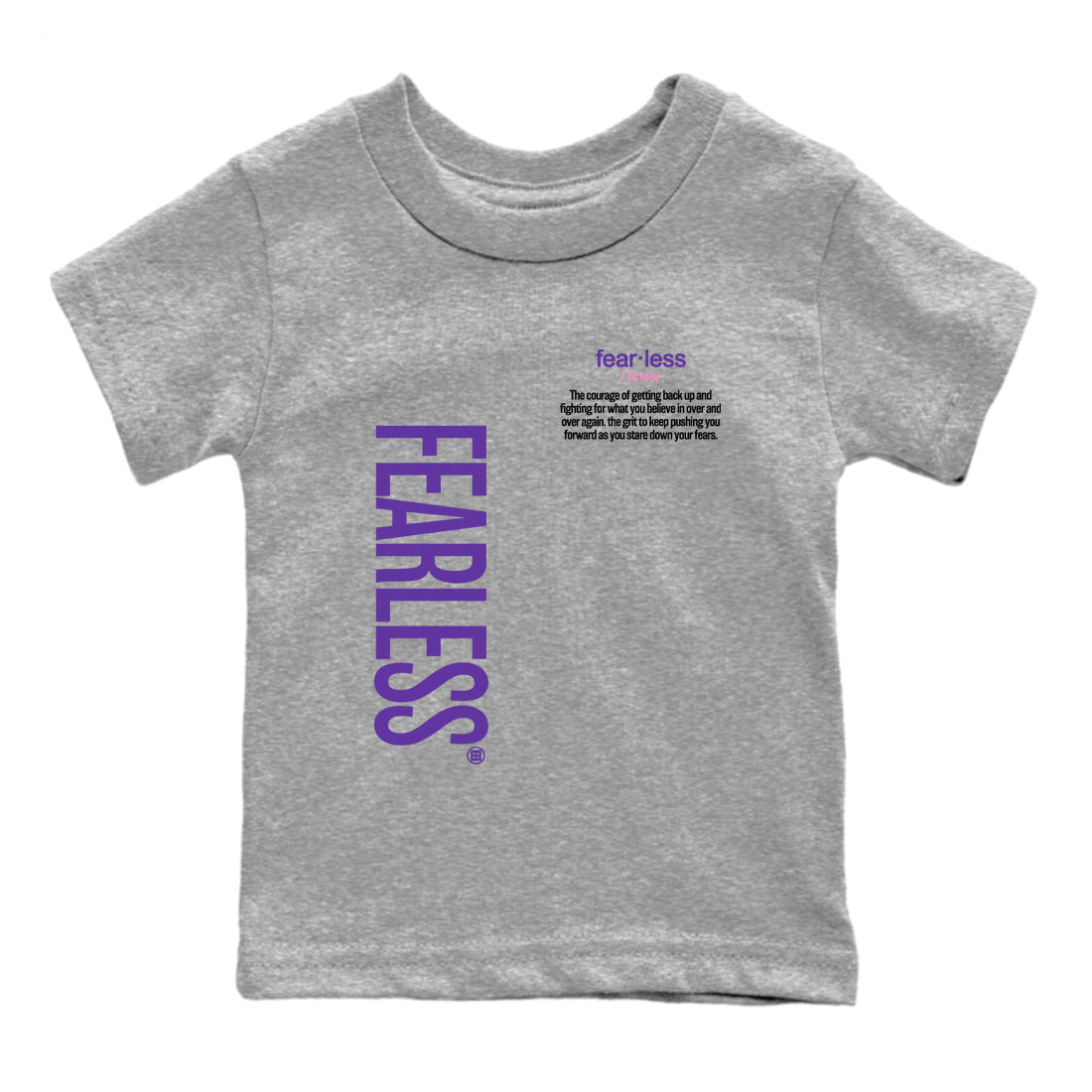 Sneaker match tees – Sneaker Tees To Match Air Jordan 11 Canyon Purple Shoes – Fearless Definition Kids T-Shirt Heather Grey 2