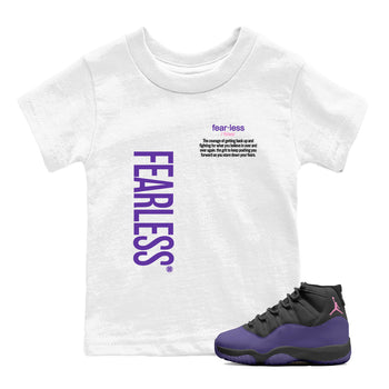 Sneaker match tees – Sneaker Tees To Match Air Jordan 11 Canyon Purple Shoes – Fearless Definition Kids T-Shirt White 1