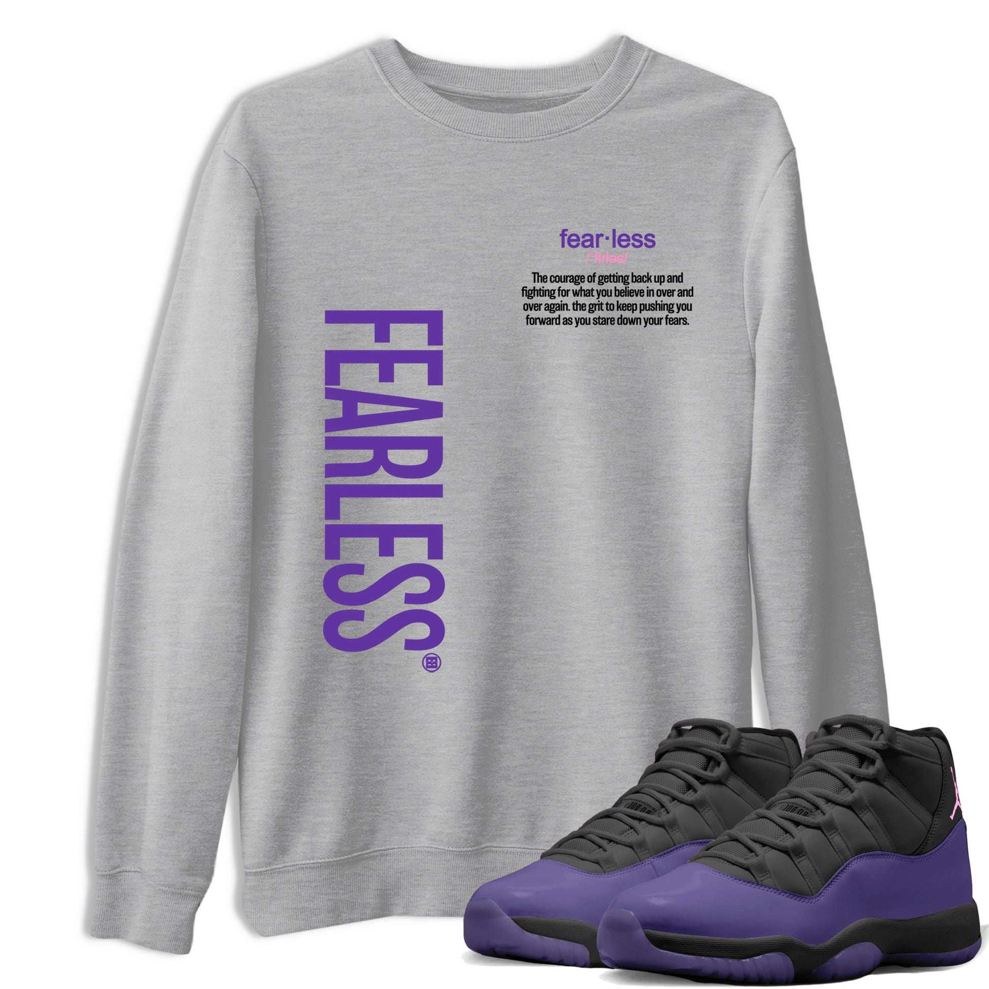 Sneaker match tees – Sneaker Tees To Match Air Jordan 11 Canyon Purple Shoes – Fearless Definition Tee Heather Grey 1