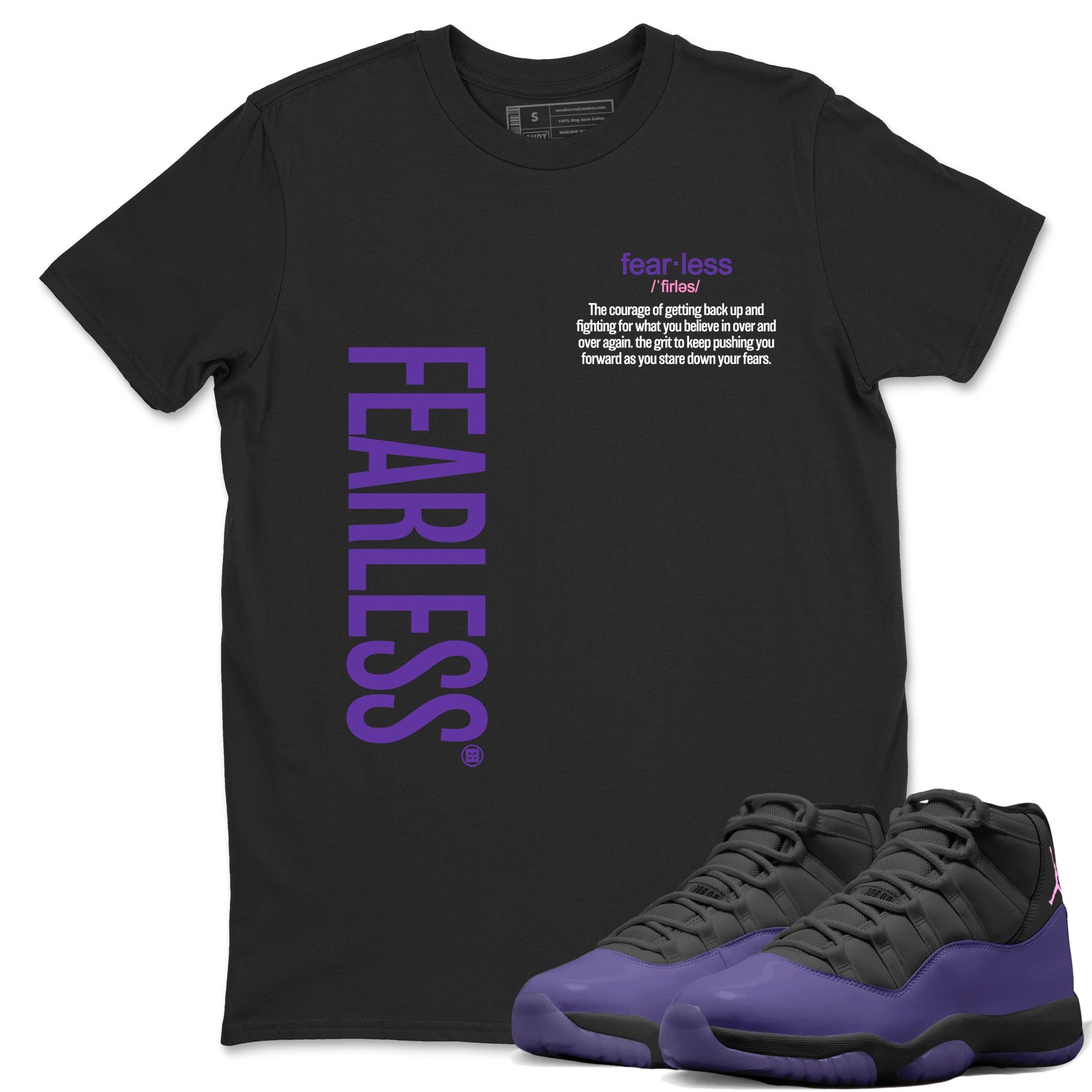 Sneaker match tees – Sneaker Tees To Match Air Jordan 11 Canyon Purple Shoes – Fearless Definition Tee Black 1