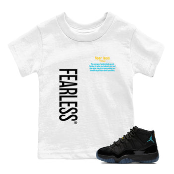 Sneaker Threads – Sneaker Tees To Match Air Jordan 11 Retro Gamma – Fearless Definition Youth Graphic Tee White 1. Perfect for Jordan releases 2025 colorways.