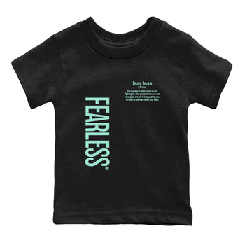 Fearless Definition baby and kids t-shirt crafted for little sneakerheads to shine with the Air Jordan 11 Igloo sneakers, displayed in Black 2.