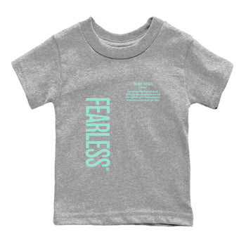 Fearless Definition baby and kids t-shirt crafted for little sneakerheads to shine with the Air Jordan 11 Igloo sneakers, displayed in Heather Grey 2.