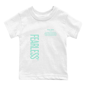 Fearless Definition baby and kids t-shirt crafted for little sneakerheads to shine with the Air Jordan 11 Igloo sneakers, displayed in White 2.