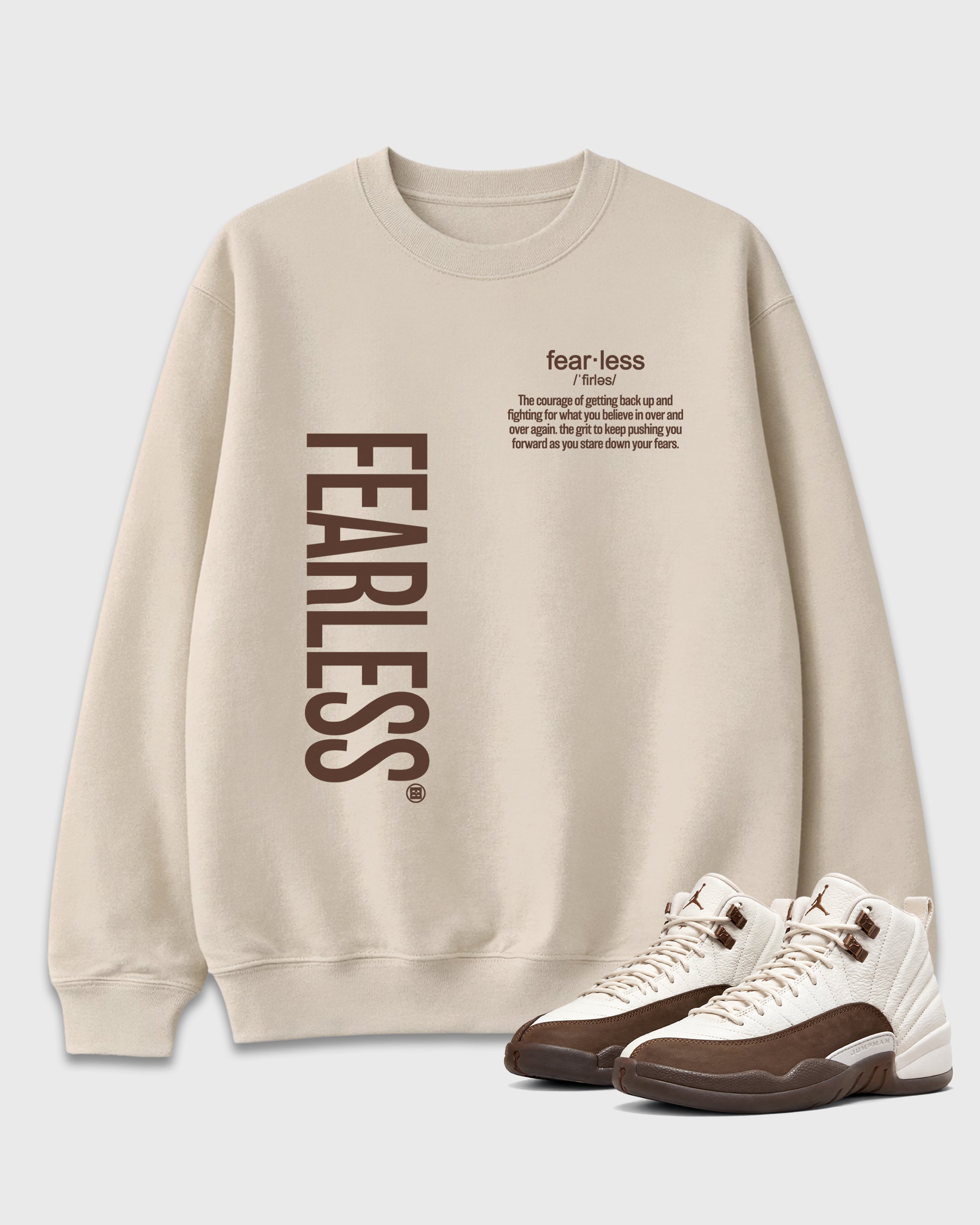 Fearless Definition Graphic T-Shirt featuring original streetwear artwork designed to match the Air Jordan 12 Fireside. Natural 1 Graphic Tee.