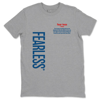 Fearless Definition sneaker match tees styled to complete your fit with the Air Jordan 12 French Blue sneakers, shown in Heather Grey 2.
