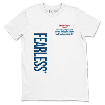 Fearless Definition sneaker match tees styled to complete your fit with the Air Jordan 12 French Blue sneakers, shown in White 2.