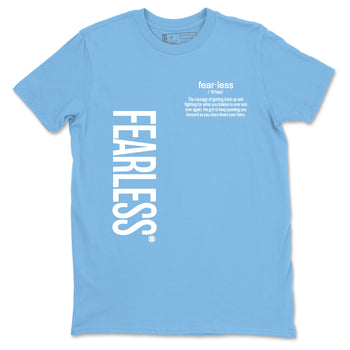 Fearless Definition sneaker match t-shirt styled to complete your fit with the Air Jordan 12 White and University Blue sneakers, shown in Carolina Blue 2.