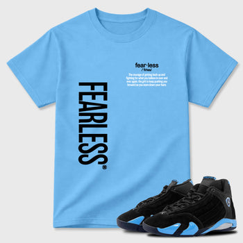 Sneaker match tees – Sneaker Tees To Match Air Jordan 14 University Blue Shoes – Fearless Definition Tee Carolina Blue 1