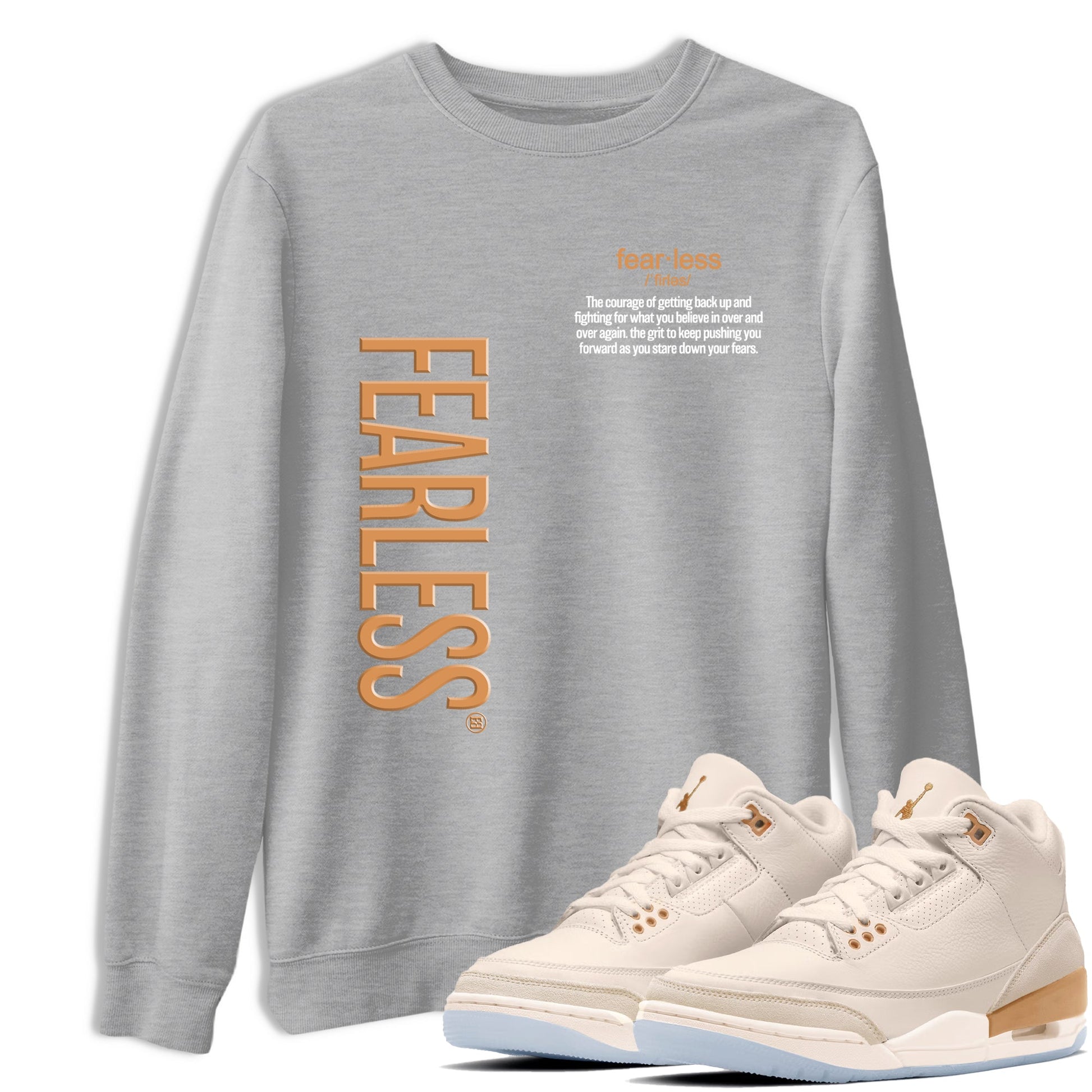 Sneaker match tees – Sneaker Tees To Match Air Jordan 3 Champagne and Oysters Shoes – Fearless Definition Tee Heather Grey 1
